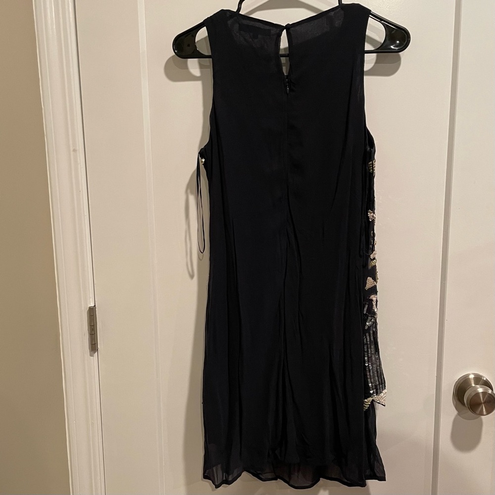 NWT Gracia Sequined Sparkle Navy Blue Mini Dress Sleeveless M - Picture 3 of 15